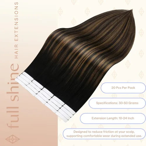 Vista 157 de Full Shine - Extensiones de cabello humano con cinta, mezcla de rubio hongo # 8 castaño ceniza resaltado 60 rubio ceniza