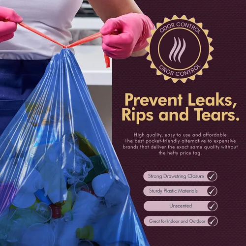Vista 4 de PAMI Bolsas de basura altas con cordón de reciclaje para cocina, bolsas de basura de plástico extra fuertes, forros gruesos para cubos de basura