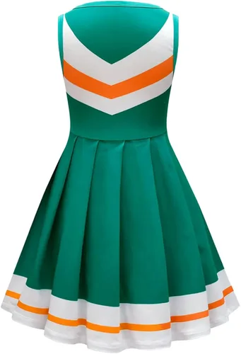 Vista 2 de Traje de animación para niñas vestido de animadora verde con un par de pompones