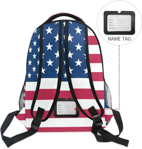 Vista 5 de Nander Mochila de viaje para la escuela, mochila de hombro para laptop, mochila universitaria para mujeres, hombres, niños y niñas, Bandera