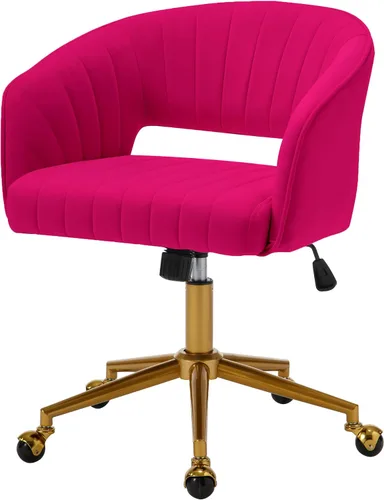 Vista 15 de Sillas de escritorio para oficina en casa Westice, silla de escritorio de terciopelo moderna, silla giratoria de tocador con base dorada ajustable