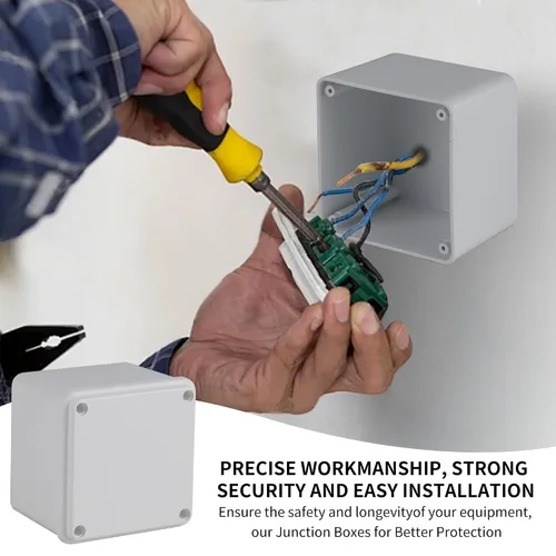 Vista 6 de Paquete de 6 cajas de 4" x 4" x 3" de plástico PVC a prueba de polvo e impermeables IP65, cajas de conexiones y conductos para proyectos, gabinete