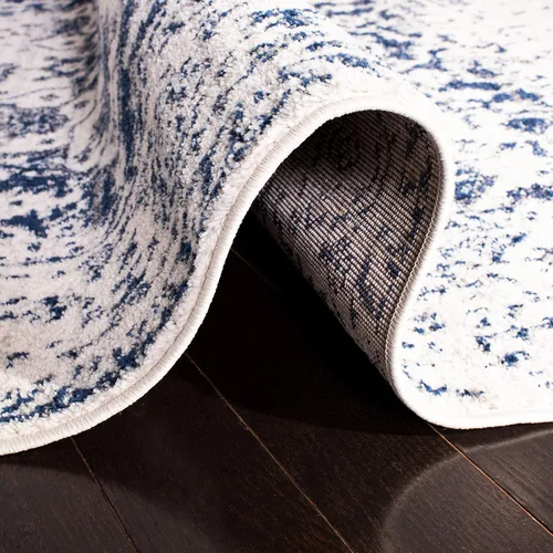 Vista 6 de SAFAVIEH Madison Collection - Alfombra de área cuadrada de 4 pies, color crema y azul marino, diseño desgastado de medallón de copo de nieve,