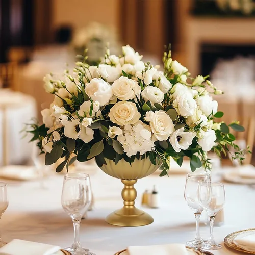 Vista 4 de Sziqiqi Jarrón de Urna Dorado para Boda: Jarrones de 7.9 Pulgadas de Alto como Centros de Mesa para Decoraciones de Mesa - Juego de 2 Jarrones