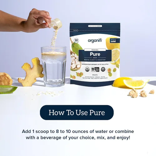 Vista 7 de Organifi Pure - Promueve la estimulación en el aprendizaje, la memoria, la concentración y la claridad - Apoyo cerebral con superalimentos - Sin