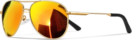 Vista 19 de Gafas de sol polarizadas aviador para hombre y mujer Marco A1-Negro Lente Gris