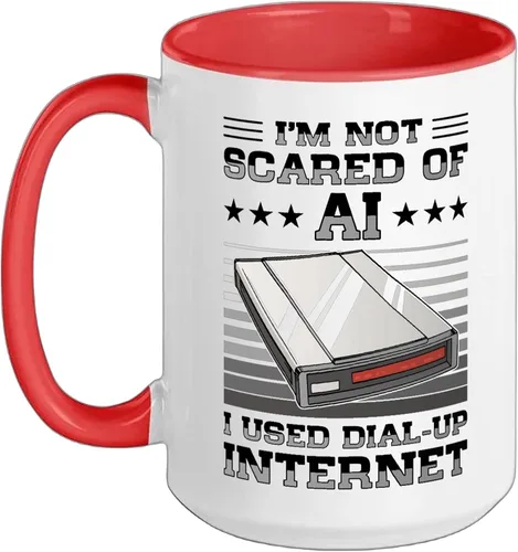 Vista 12 de 90s Nostalgia Retro 90s Dial Up Internet Vintage Ceramic Mug, Black/White