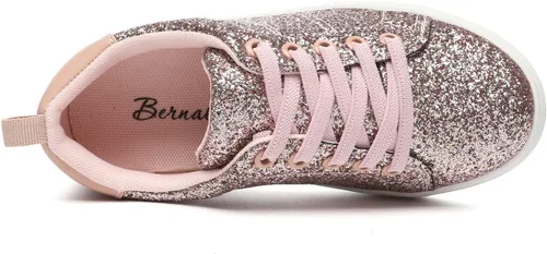 Vista 3 de Bernal Zapatos deportivos con purpurina brillante para niñas, zapatos para caminar para niñosniños, zapatos casuales para la escuela