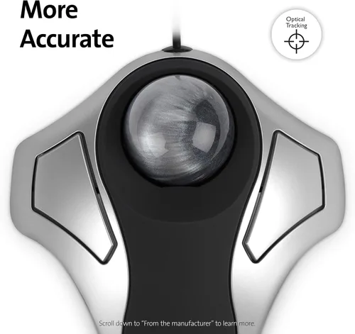 Vista 3 de Kensington Orbit Trackball Mouse (K64327F), color plateado y negro