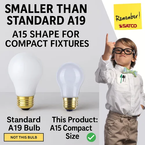 Vista 3 de Satco S4881-40 W A15 - Bombillas incandescentes regulables para electrodomésticos pequeños, a prueba de roturas, 130 voltios, base E26 de 2700 K
