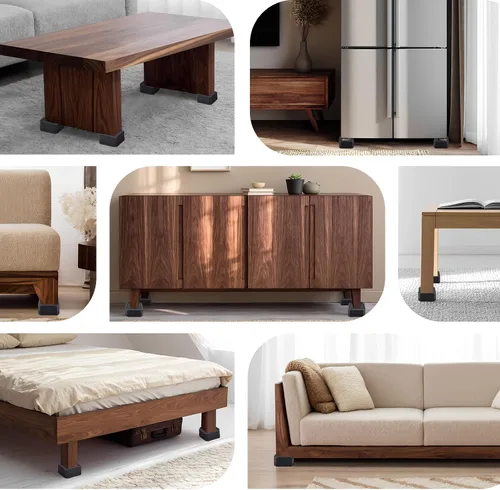 Vista 7 de ANNKUT Elevadores de cama y elevadores de muebles, bloques de elevación ajustables resistentes para sofás, escritorios y sillas, elevan 1.5