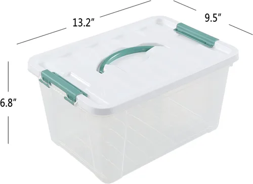 Vista 4 de Paquete de 6 cajas de almacenamiento de 14 cuartos de galón, contenedor de plástico transparente con asa Se utiliza para cocina, dormitorio