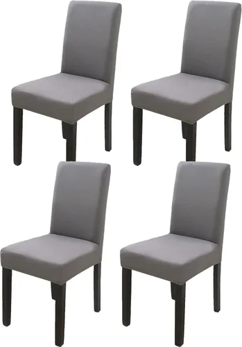 Vista 24 de Chickwin Paquete de 2 fundas elásticas para sillas de comedor, fundas elásticas negras para sillas de cocina, de elastano, sin brazos, ideales