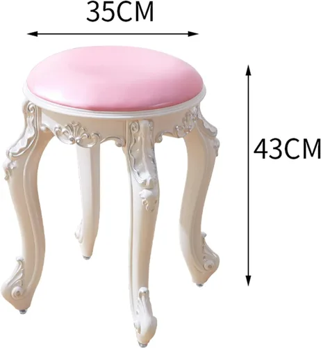 Vista 2 de Taburete de tocador, taburete de maquillaje, banco acolchado, asiento de piano en dormitorio, baño, pata de acero de plástico ABS, 16.9 in