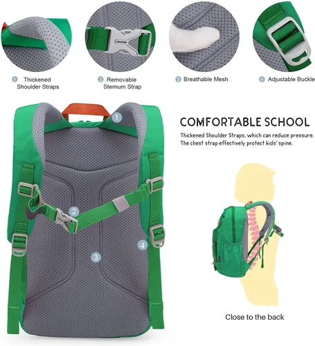 Vista 5 de Mountaintop Mochila para niños, senderismo, escuela, escuela primaria, mochilas para niños y niñas, 6459-verde-15l, M, Mochilas de viaje