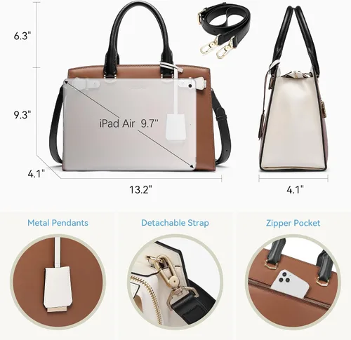 Vista 5 de BOSTANTEN Bolso de cuero para mujer, bolso bandolera con asa superior