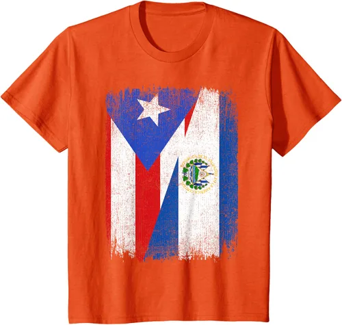 Vista 26 de Camiseta Half Puerto Rico El Salvador Flag Orgullo Salvadoreño Roots