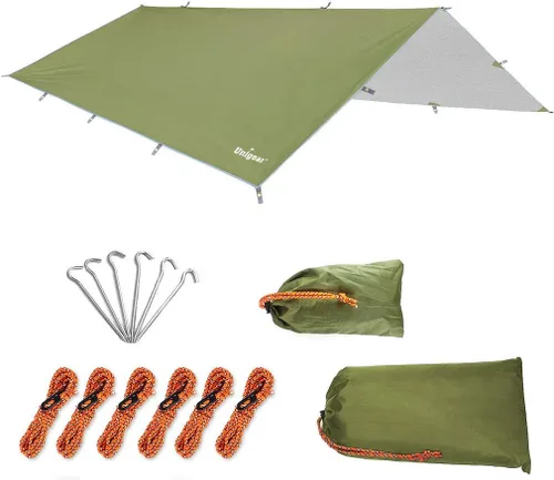 Vista 11 de Unigear Hamaca Rain Fly Impermeable Tienda de campaña Lona para mochileros Marrón