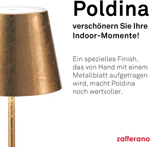 Vista 3 de Zafferano Poldina Pro Lámpara de mesa LED (color: hoja de oro) Touch On/Off, táctil regulable, aluminio, protección IP54, solo