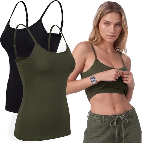 Vista 11 de Emmalise Camiseta de mujer con brasier integrado, soporte de tela sin varillas, camisola corta