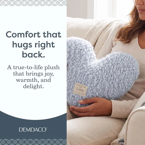 Vista 8 de DEMDACO Almohada Decorativa de Felpa con Peso en Forma de Corazón Azul Suave, 10 x 11 pulgadas