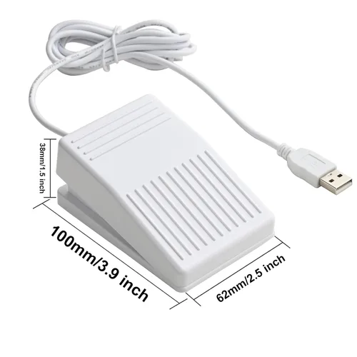 Vista 3 de iKKEGOL Pedal de pie USB mejorado con interruptor óptico, completamente silencioso, sin tacto, sonido de pulsación rápida, programable, para PC