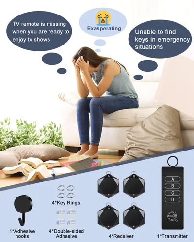 Vista 4 de Elecpow Localizador de llaves con sonido, 85 dB+Rf buscador remoto con 164 pies. Buscador de control remoto de TV inalámbrico para llaves, cartera