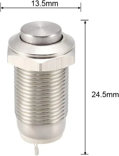 Vista 3 de uxcell Interruptor de botón de metal con pestillo 0.394 in Diámetro de montaje 1NO 250V 5A