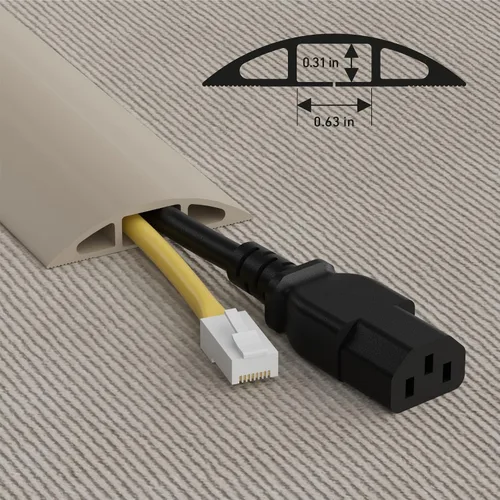 Vista 3 de D-Line – Funda para cable de piso de 6 pies, protector de cable, oculta cables de extensión, protege cables, evita riesgos de caídas, ocultador