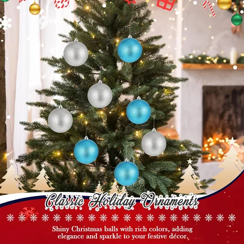 Vista 7 de Poen 12 piezas de adornos de bolas de Navidad grandes de 6 pulgadas con purpurina, adornos de Navidad extra grandes, bolas de Navidad gigantes