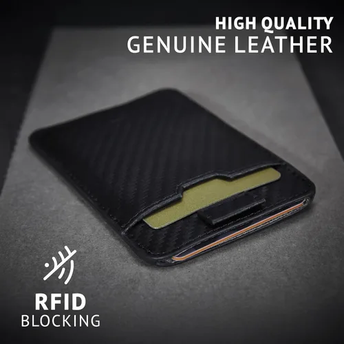 Vista 46 de Vaultskin CHELSEA - Cartera de piel delgada con bloqueo RFID para hombre, tarjetero minimalista con bolsillo frontal