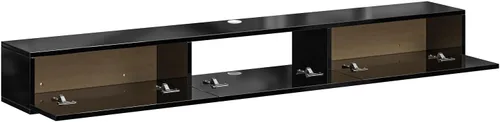 Vista 8 de FurniNova Soporte flotante para TV con 3 puertas, moderno mueble flotante para consola de TV con almacenamiento, estante flotante de madera Negro