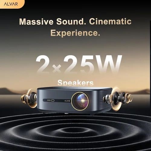 Vista 2 de [Usado] Alvar Smart NetfIix proyector 4K compatible, 2500 ANSI, 50W DoIby Audio Built-in Apps, DoIby Audio & dbx-tv Total Sonics, HDR10, Auto