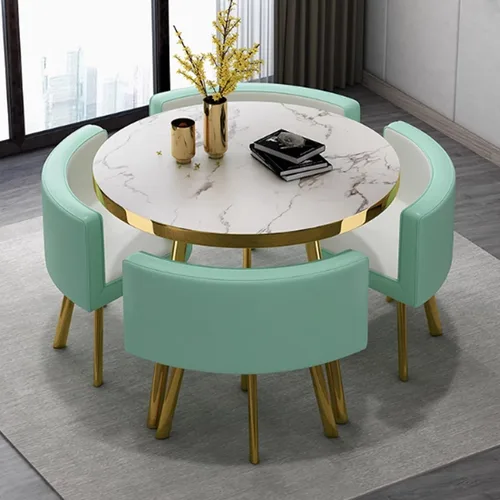 Vista 12 de YVYKFZD Round Conference Table, Office Reception Room Club Table, Coffee Kitchen Dining Table Set with Metal Legs, Business Conference Room Table 2