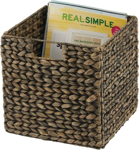 Vista 5 de mDesign L - Cesta de almacenamiento tejida con jacinto, en forma de cubo, 2 unidades Negro