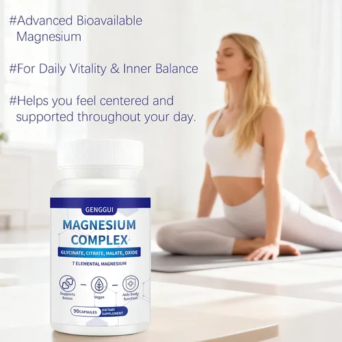 Vista 4 de Complejo de magnesio 1000 mg - Suplemento 7 en 1 con glicinato, citrato y malato - Apoya la relajación muscular, el sueño, la salud del corazón