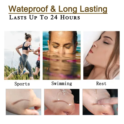 Vista 4 de Lápiz de cejas impermeable para mujer, lápiz de cejas de tatuaje de microblading, de larga duración todo el día, crea un aspecto natural