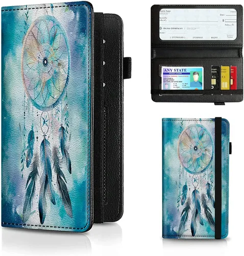 Vista 60 de Funda para chequera para hombres y mujeres, cartera de cuero RFID con ranuras para tarjetas de crédito, soporte de cheques duplicados personales
