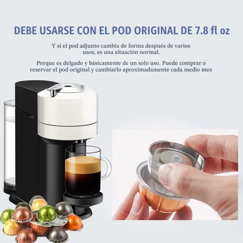 Vista 6 de Sesama Cápsula de café de acero inoxidable compatible con VERTUO NEXT y POP New Model & VertuoPlus y Delonghi ENV135S - Soporte para cápsulas
