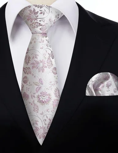 Vista 37 de Alizeal Mens 3.15inches Leaf Flower Pattern Tie with Floral Pocket Square Set