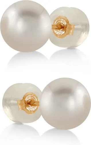Vista 19 de THE PEARL SOURCE White Japanese Akoya Pearl Stud Earrings for Women – Genuine Cultured Pearls, Hypoallergenic Jewelry with Secure 14k Gold Backing