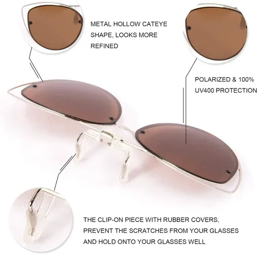 Vista 5 de FEISEDY Gafas de sol polarizadas ojo de gato clip en gafas de sol con función Flip up para gafas graduadas B2670