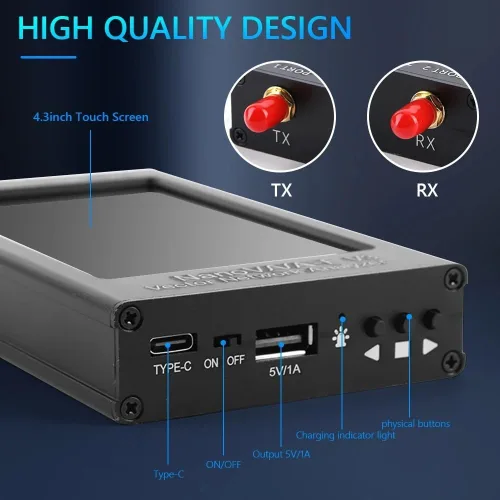 Vista 3 de Vector Network Analyzer 4.3 Inch Screen Antenna Analyzer with 4500mAh VNA Analyzer