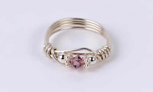 Vista 3 de Anillo de piedra natal Anillo hecho a mano con piedra natal de plata esterlina hecho con cristales