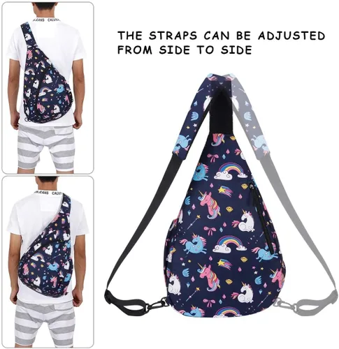 Vista 4 de GLOSSYLED Mochila cruzada para mujeres y hombres, mochila de viaje cruzada para el hombro, bolsa de pecho, mochila para senderismo, ciclismo