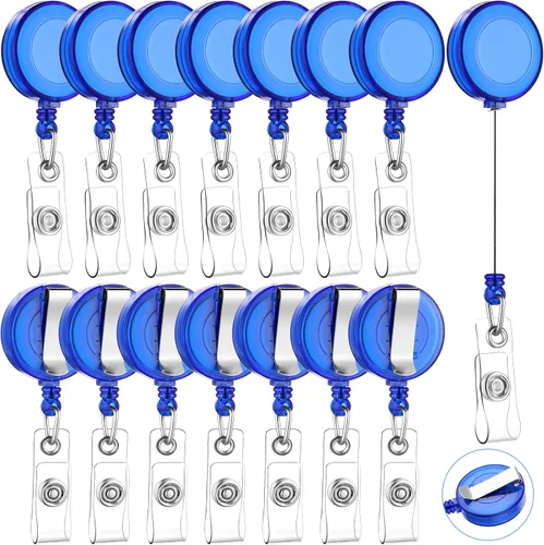 Vista 13 de Zonon 3 clips retráctiles para tarjetas de identificación con clip de cinturón de metal para colgar tarjetas, llaveros, soportes para tarjetas