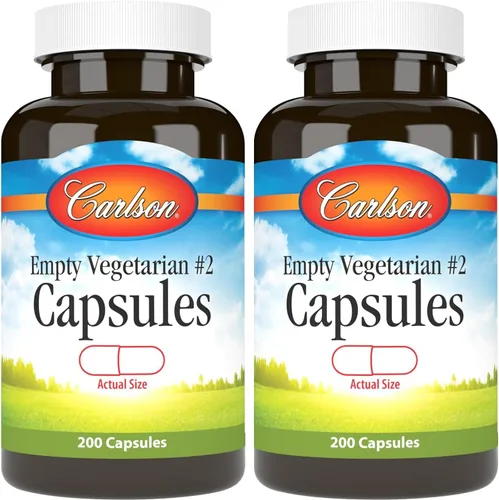 Vista 8 de Carlson - Cápsulas pequeñas vacías vegetarianas #2, fáciles de separar y llenar, con botella con tapa de rosca, 200 cápsulas