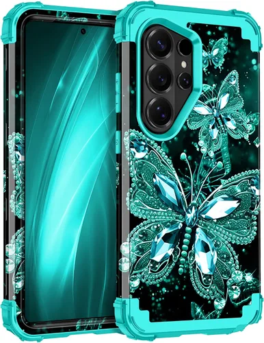 Vista 12 de Miqala Funda para Galaxy S21 FE 5G, brilla en la oscuridad, tres capas, resistente, protección a prueba de golpes, parachoques de plástico