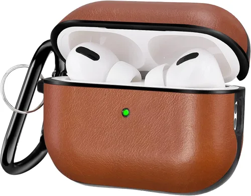 Vista 13 de V-MORO Compatible con Airpods Pro 2 Funda de Cuero Genuino AirPod Pro 2ª Generación Hombres [LED Frontal Visible] Fundas Protectoras de Cuero Negro
