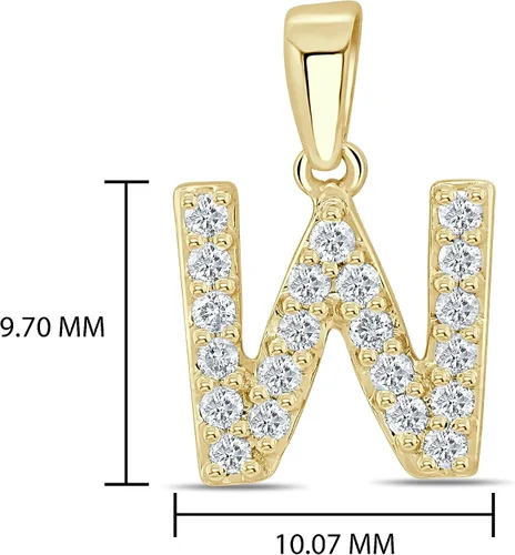 Vista 39 de Collar colgante con letra inicial de diamantes en oro amarillo de 14k (1/10 quilates) 18 pulgadas